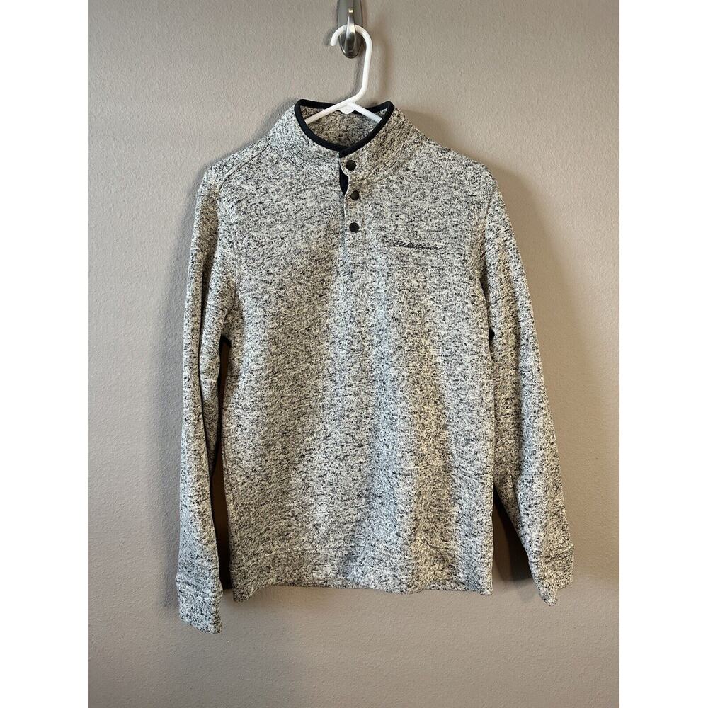Eddie Bauer Men’s Radiator Fleece Pullover Snap Front Top, Light Heather Gray M